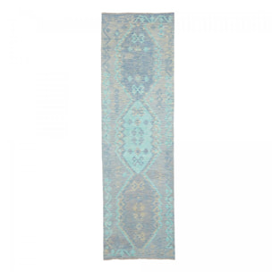 Tapis kilim géométrique, tissé à plat, laine naturelle, OKOGA
