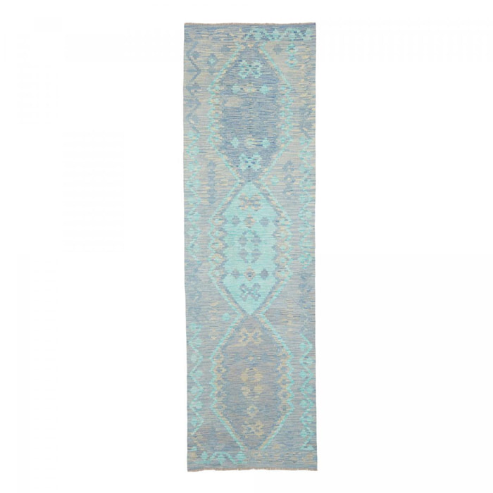 Tapis kilim géométrique, tissé à plat, laine naturelle, OKOGA