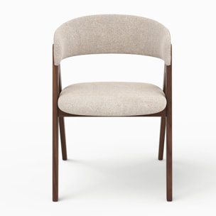 Chaise en bois foncé et tissu beige foncé - Isis