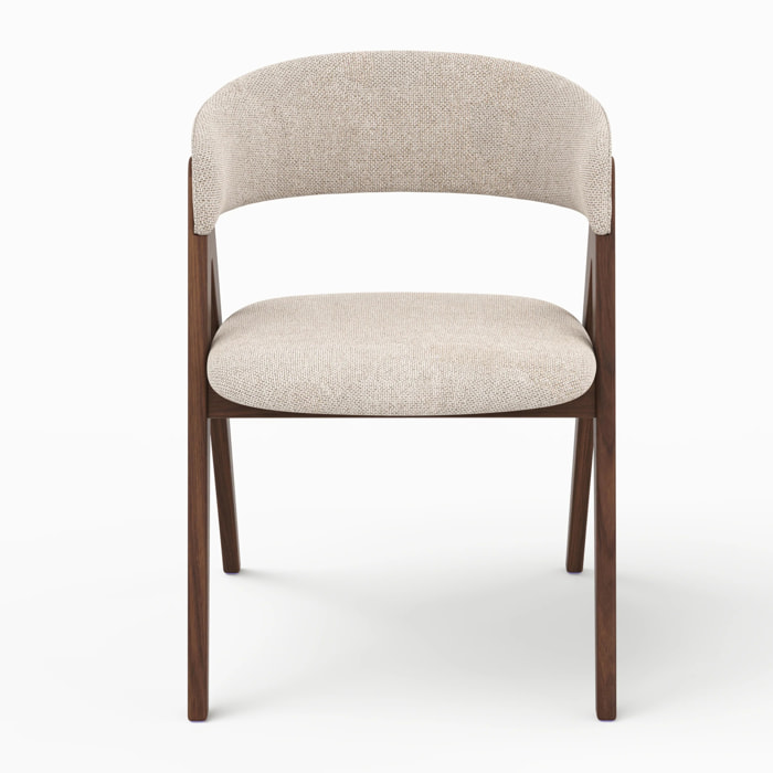 Chaise en bois foncé et tissu beige foncé - Isis