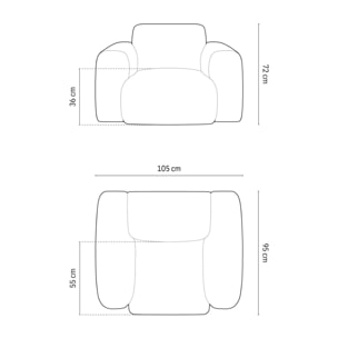 Fauteuil "Nolio" 2 places en chenille pétrole