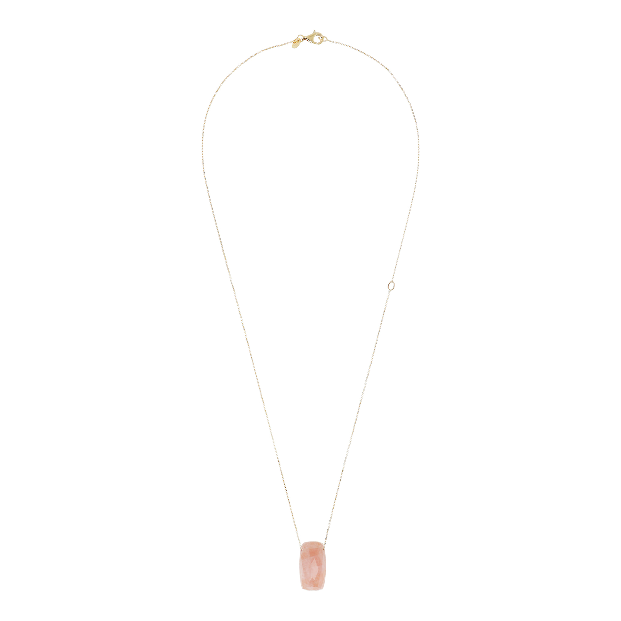 Collana Maglia Brillantina in Argento 925 placcato Oro giallo 18kt con Pendente in Pietra Naturale Quarzo Rosa Sfaccettato