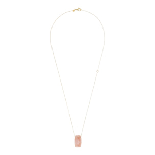 Collana Maglia Brillantina in Argento 925 placcato Oro giallo 18kt con Pendente in Pietra Naturale Quarzo Rosa Sfaccettato