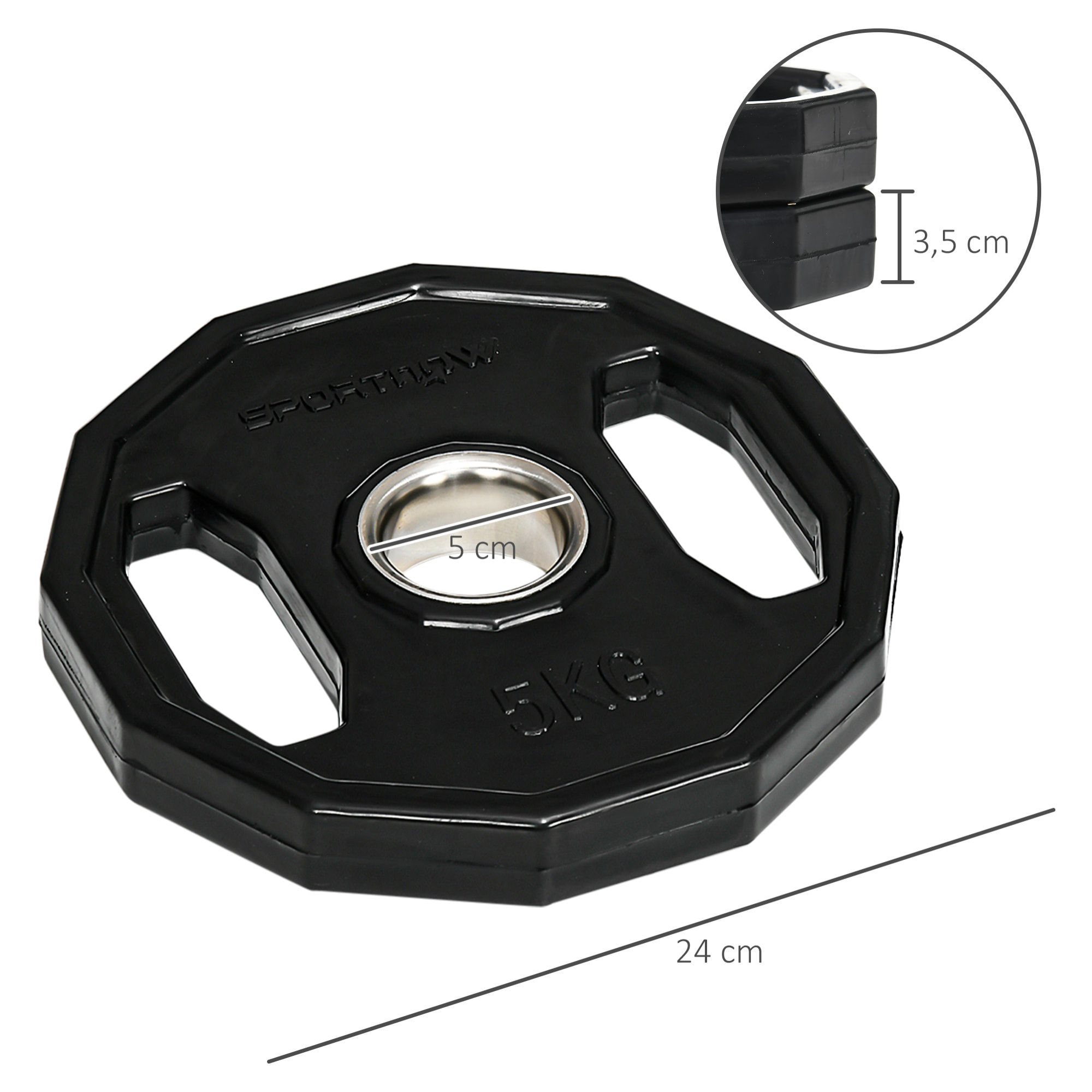 Juego de 2 Discos de Pesas Olímpicas 5 kg Hierro Fundido Placas de Pesas con Orificio de 5 cm para Entrenamiento Fitness en Gimnasio Casa Negro
