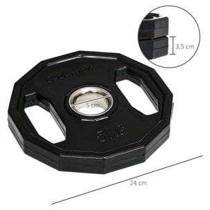 Juego de 2 Discos de Pesas Olímpicas 5 kg Hierro Fundido Placas de Pesas con Orificio de 5 cm para Entrenamiento Fitness en Gimnasio Casa Negro