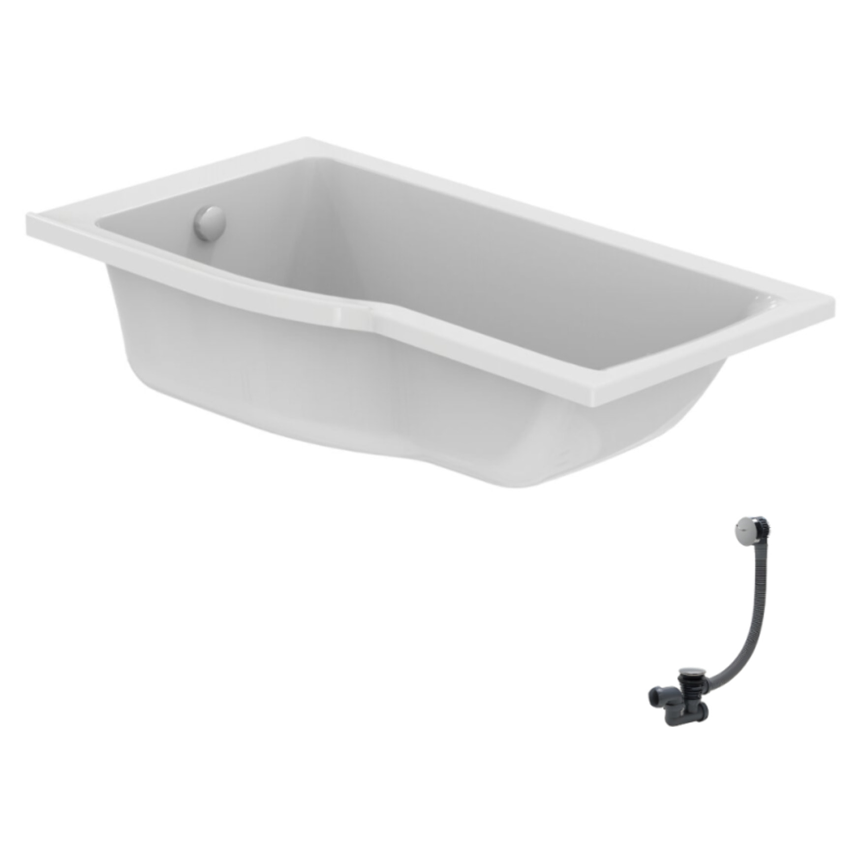 Baignoire bain douche 150 x 80 cm gauche Connect Air + vidage Chromé