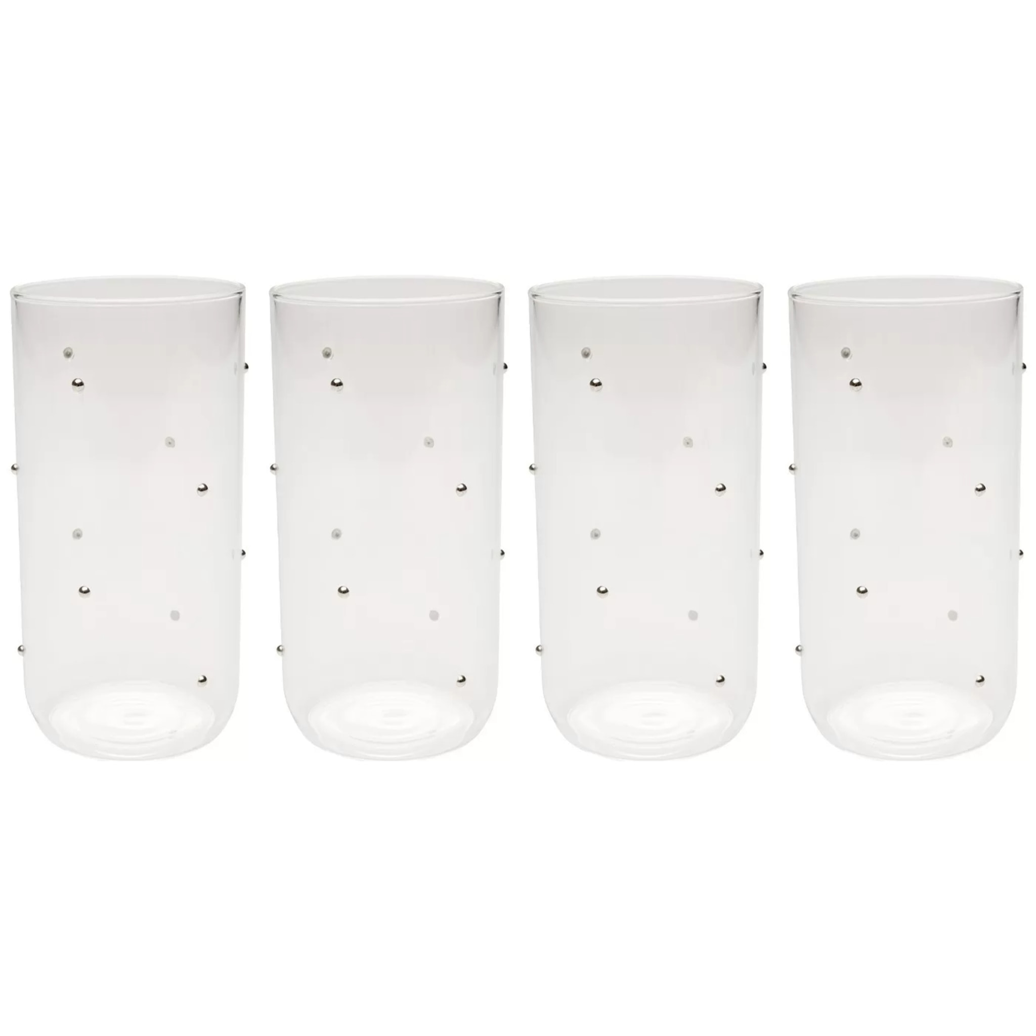 Verres hauts Glam Dots argentés set de 4 Kare Design