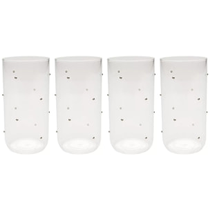Verres hauts Glam Dots argentés set de 4 Kare Design