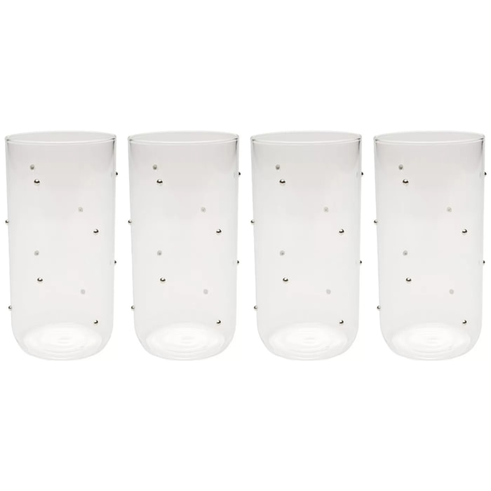 Verres hauts Glam Dots argentés set de 4 Kare Design