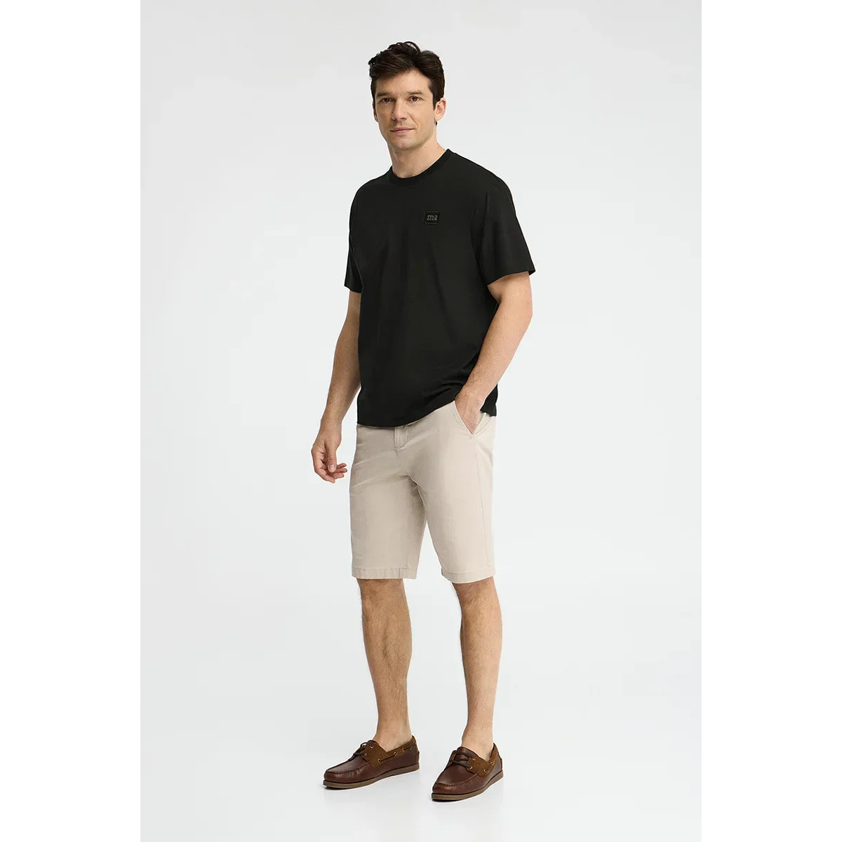 Camiseta negra de corte holgado con parche Polo Club