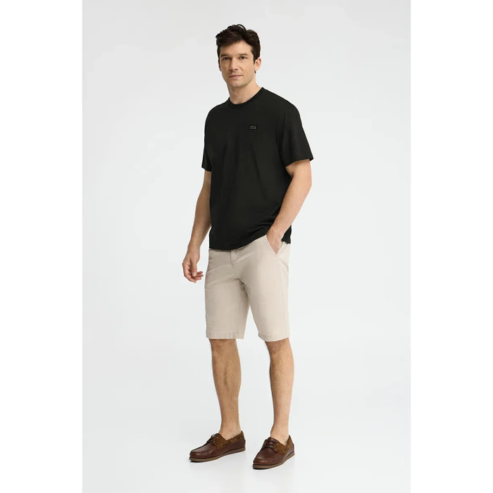 Camiseta negra de corte holgado con parche Polo Club