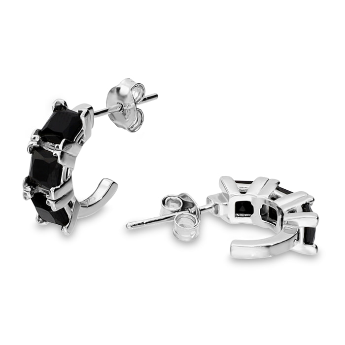 Orecchini a Lobo in Argento 925 con Spinelli Neri