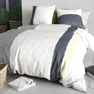 Parure housse de couette 100% coton 57fils + 2 taies stratus