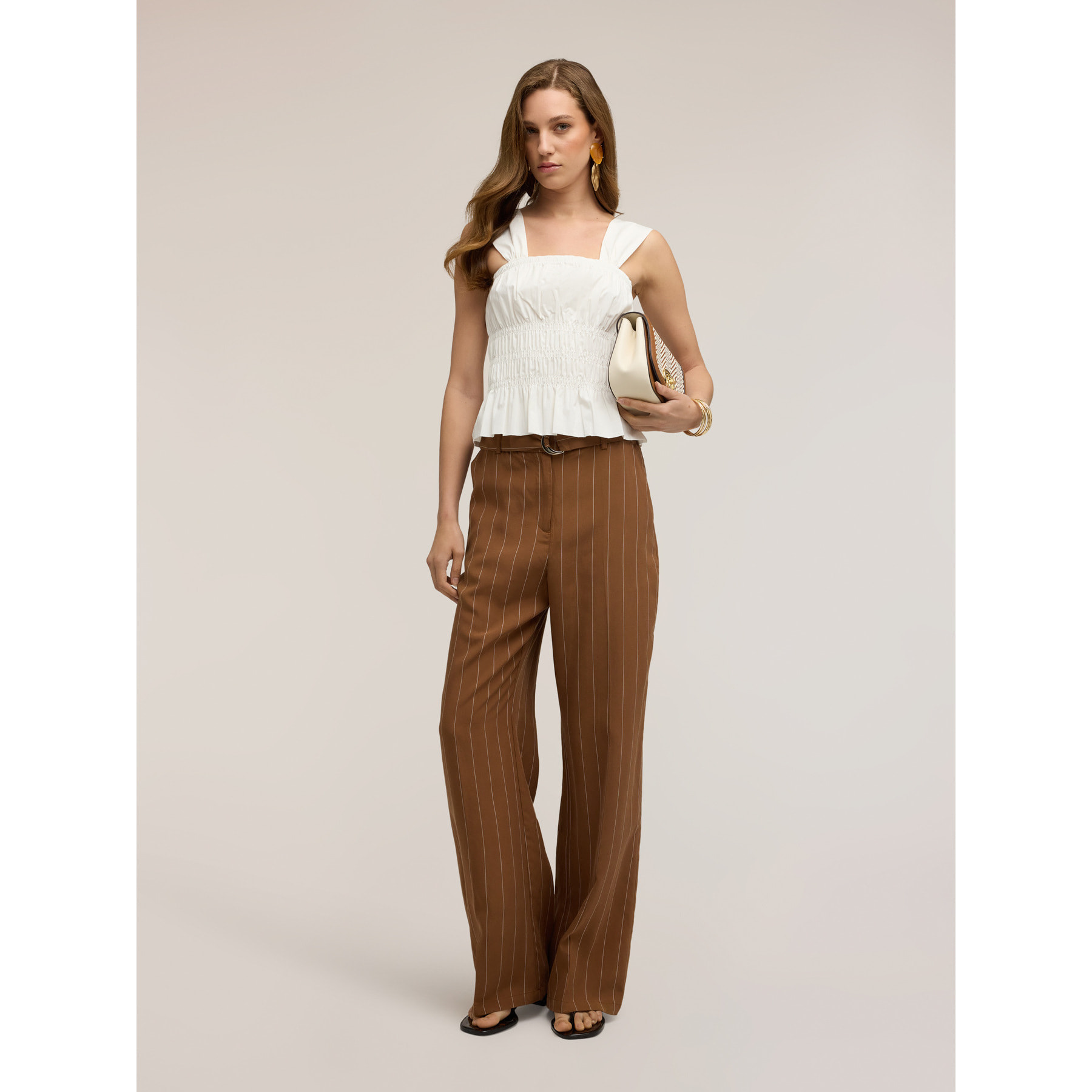 Motivi - Blusa de popelín con tirantes anchos - Blanco