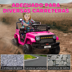 Coche Eléctrico para Niños de +3 Años Coche Eléctrico Infantil de Batería 12V con Mando a Distancia Velocidad Ajustable USB Faros Bocina Rosa Fucsia