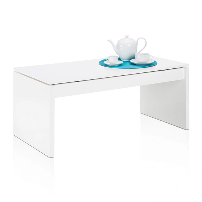 Mesa de centro elevable Evan Blanco Brillo