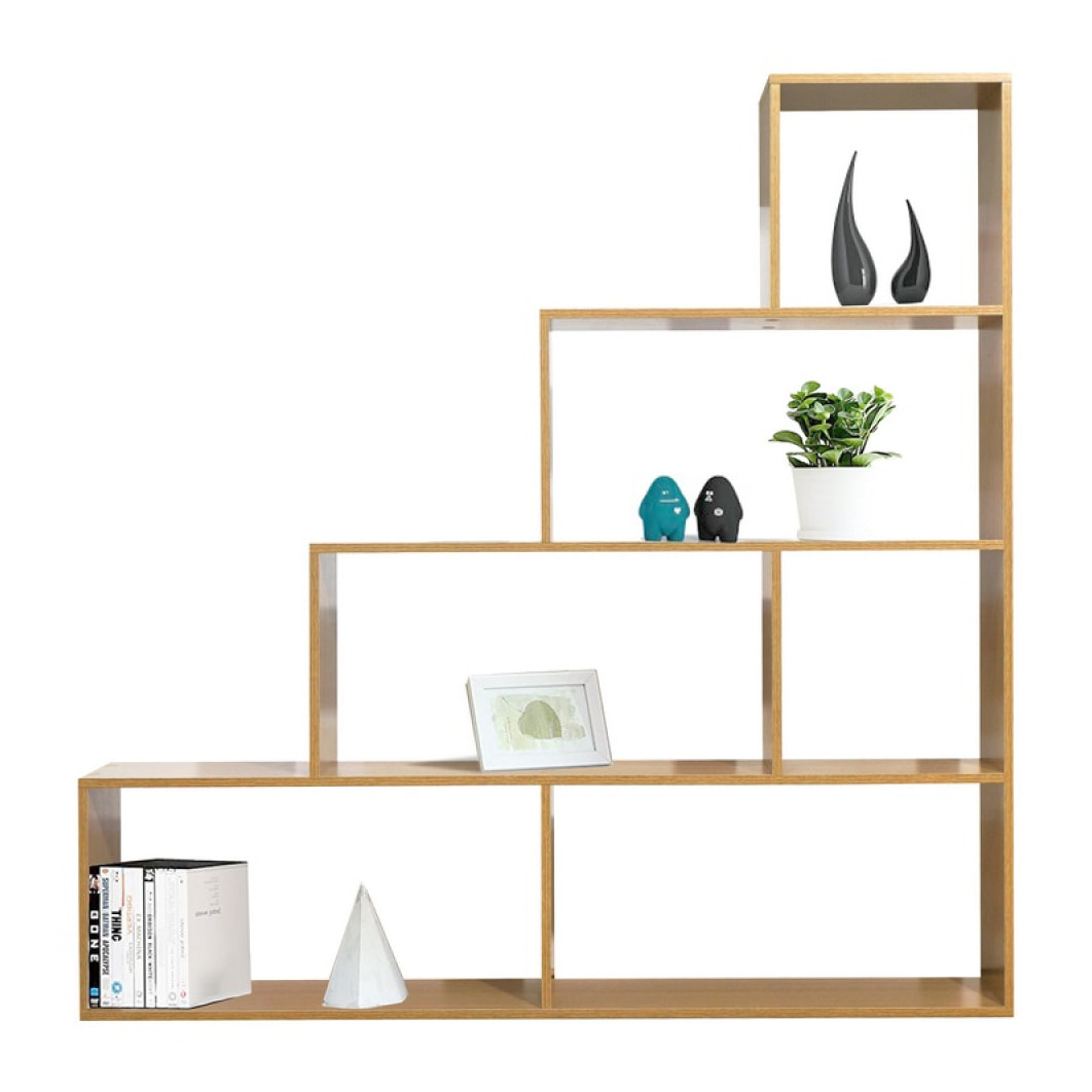 Libreria a scala in rovere naturale 145x145 cm