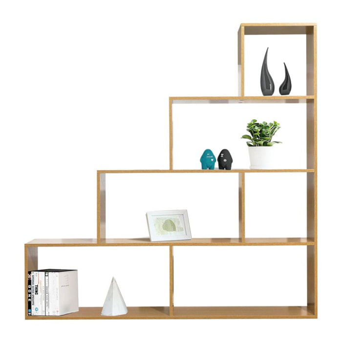 Libreria a scala in rovere naturale 145x145 cm