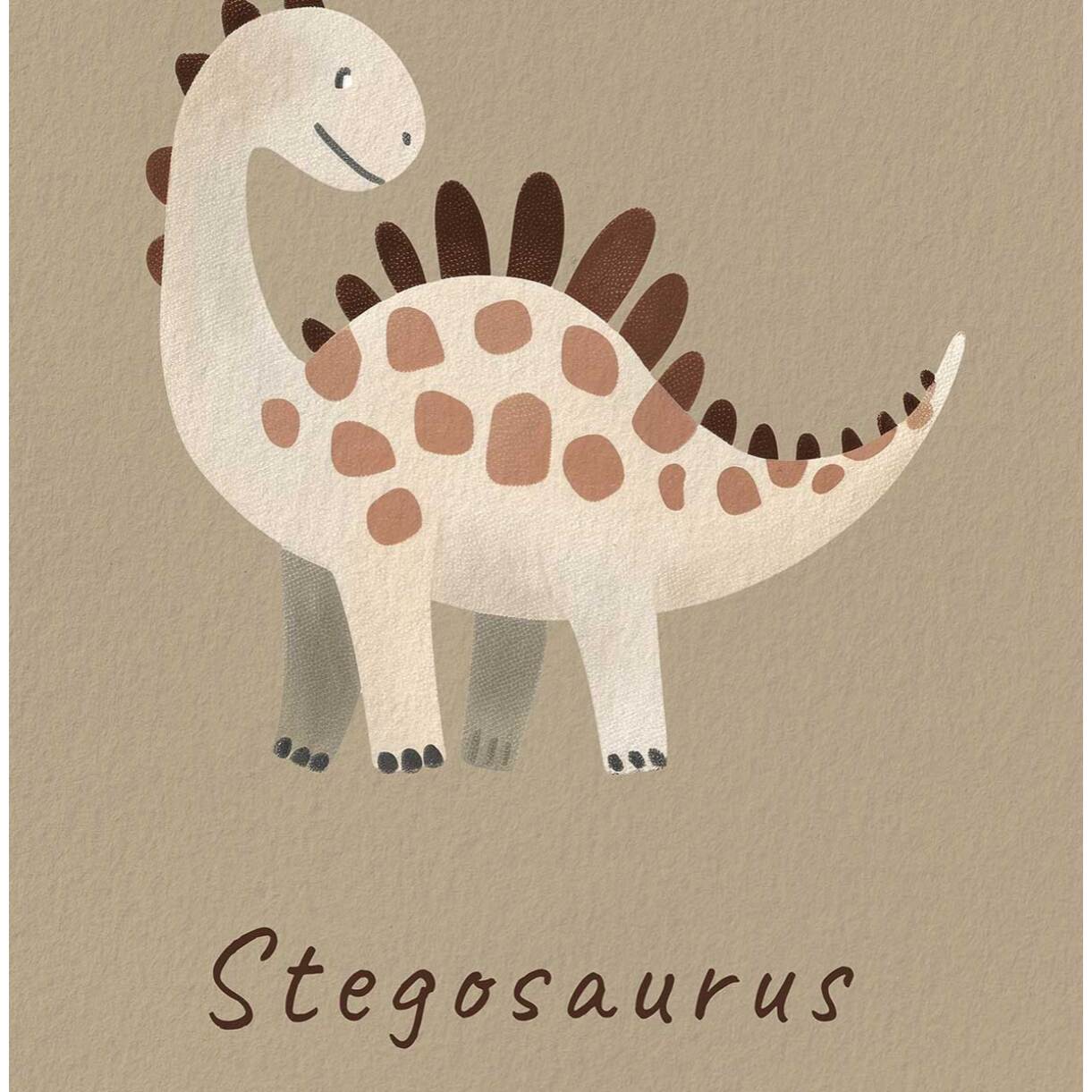 Affiche enfant stegosaurus  Affiche + cadre en bois - Chêne