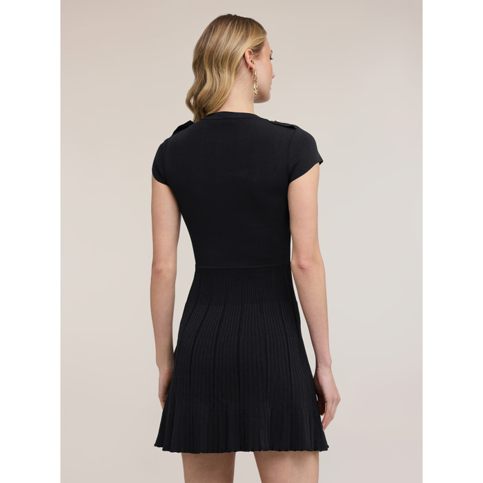 Motivi - Vestito flare in maglia con bottoni - Nero