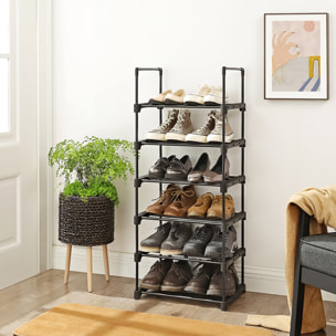 Scarpiera industriale a 6 ripiani in metallo nero
