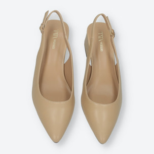 Décolleté sling back Donna Tata Italia Beige