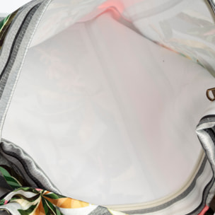 Bereguardo Bolso de hombro Mujer. Fabricado en tejido suave estampado con tintes naturales con asa de madera.