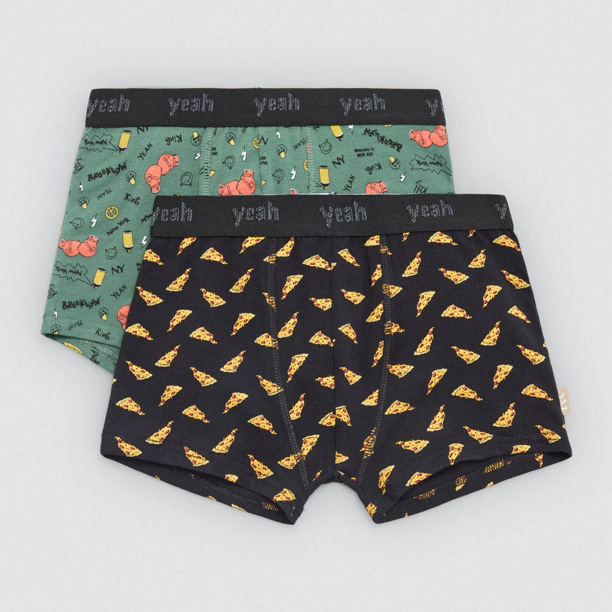 Confezione da 2 boxer da bambino con stampa "Yeah"