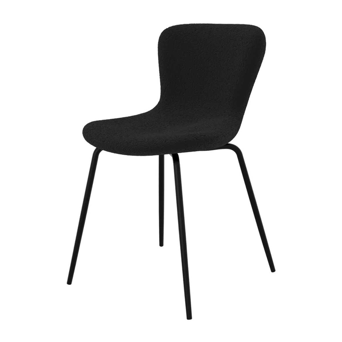 Lot de 2 chaises effet laine bouclette noire et pieds en métal - Koko