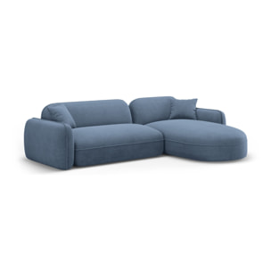 Canapé d'angle droit modulable "Lucien" 4 places en velours blue jeans