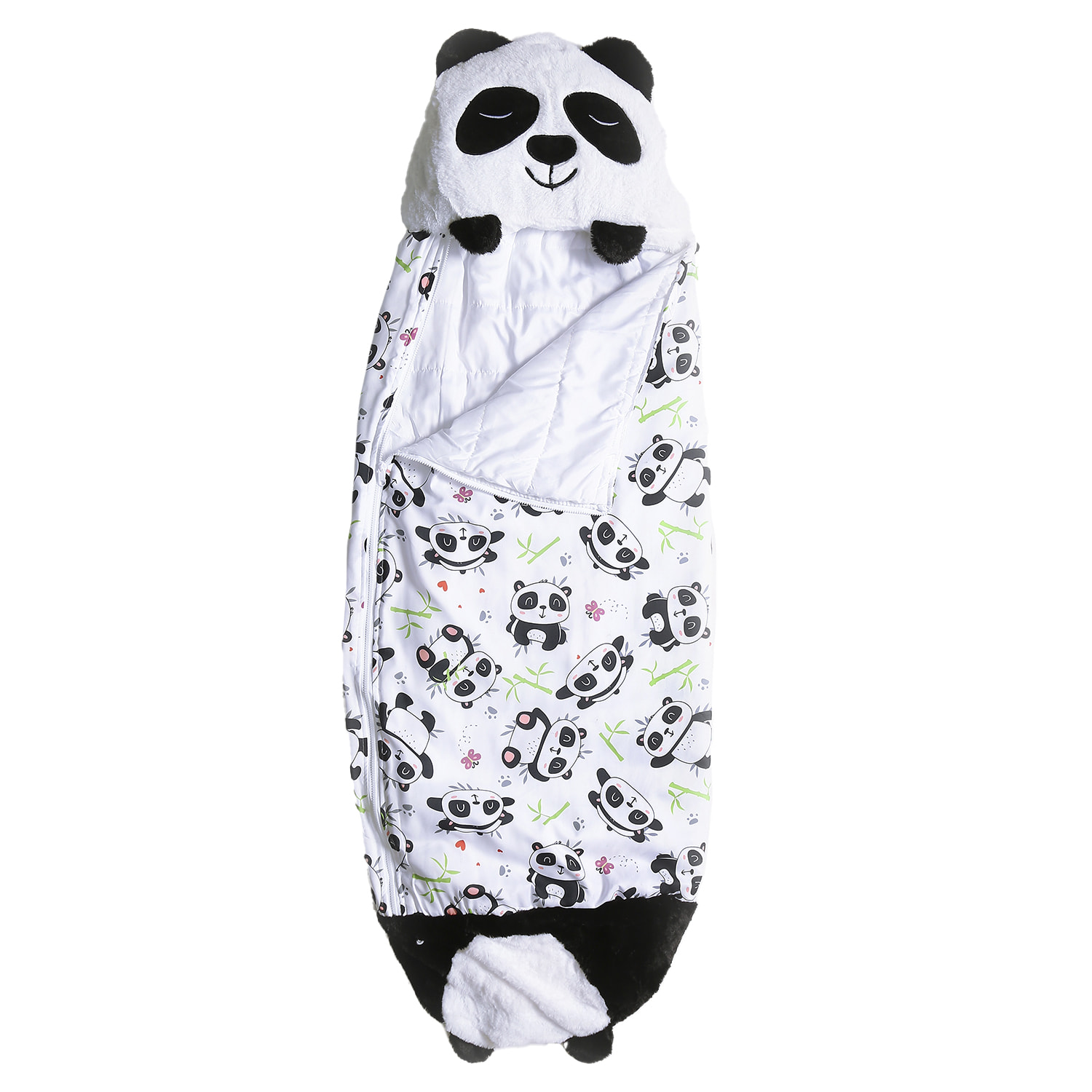 Saco de dormir convertible en almohada, para niños, Osito Panda. Tacto peluche. Grande /L: 170x70cm.