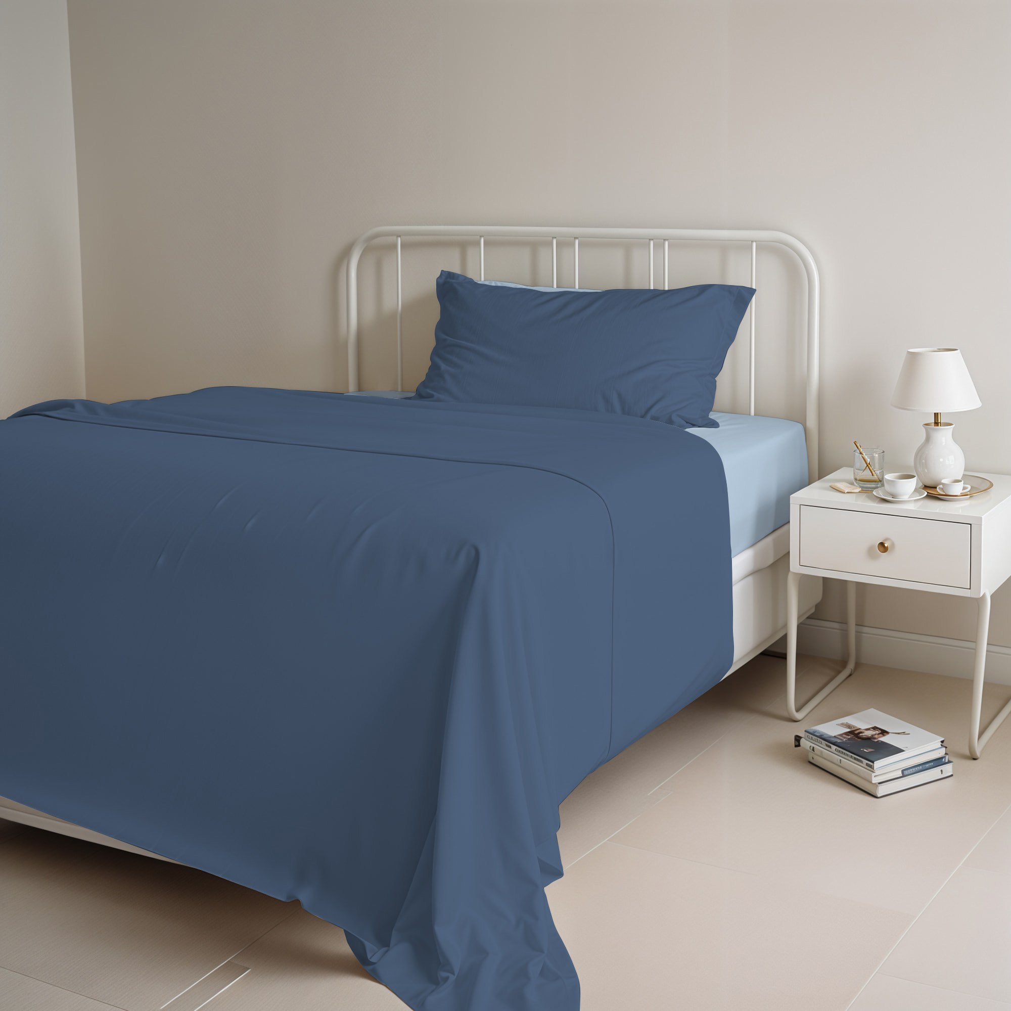 COMPLETO LETTO NATURAL COLOR, 100% COTONE - SINGOLO