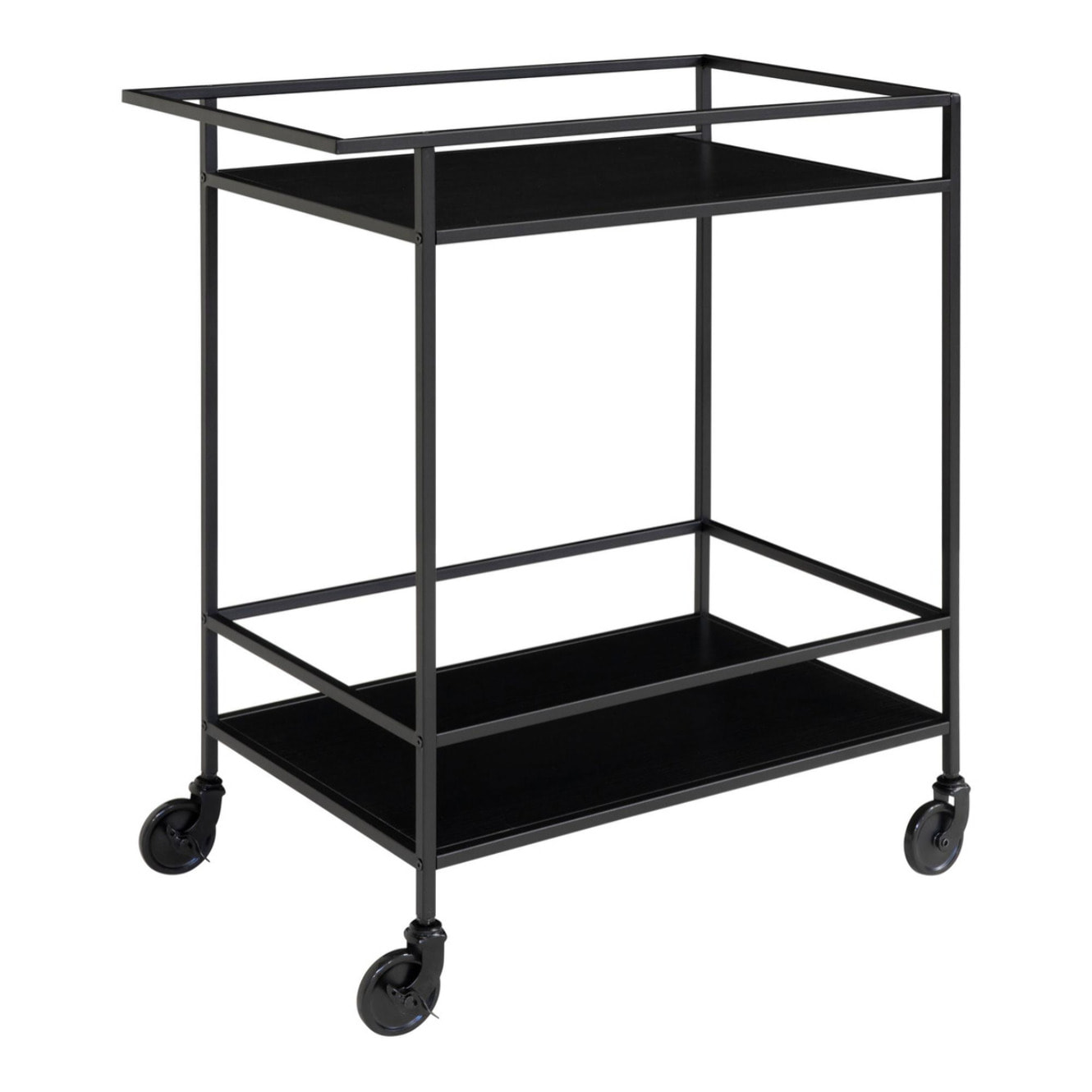 Carrello bar Vita a 2 ripiani in nero con struttura in acciaio, 68×40×79 cm