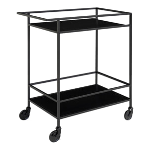 Carrello bar Vita a 2 ripiani in nero con struttura in acciaio, 68×40×79 cm