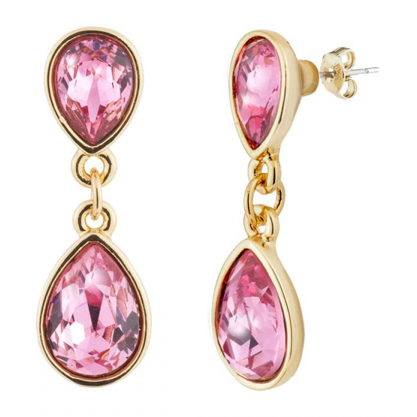 Pendientes HANNA rose brass bañado en oro amarillo 18K y cristales de Swarovski