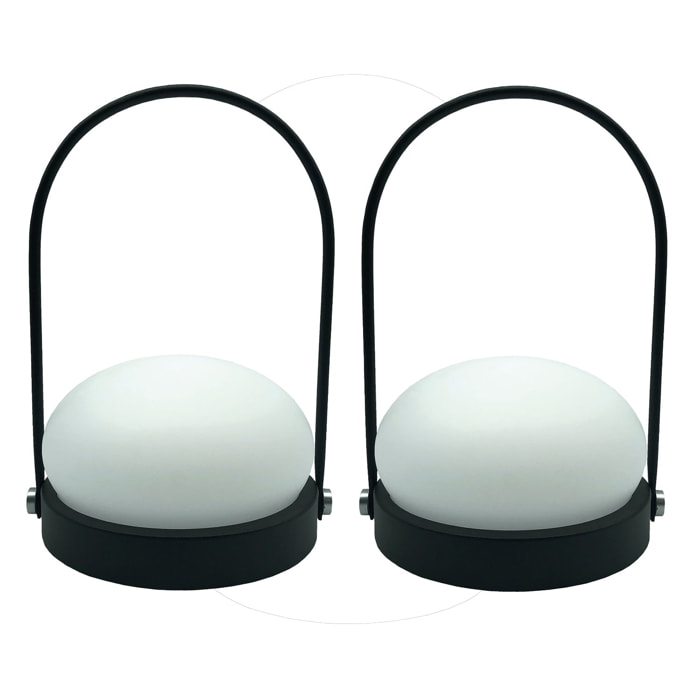 Lot de 2 lampes baladeuses sans fil rechargeables USB LED blanc chaud et blanc froid dimmable 2x DAY H22cm