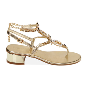 Sandalo gioiello oro, tacco 3,5 cm
