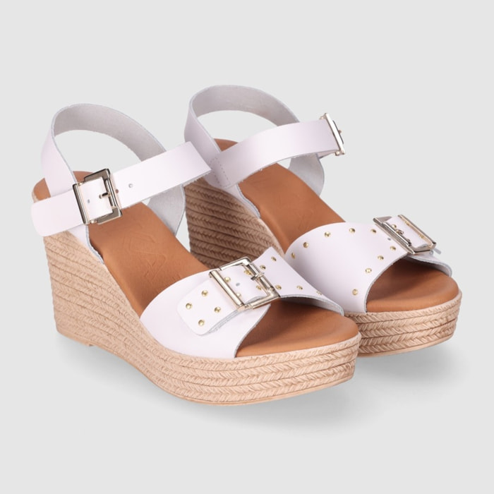 Sandalias de Piel - Blanco - Tacón: 6 cm