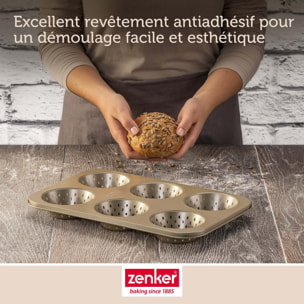 Moule à petits pains individuels ronds 6 empreintes 33 x 22 cm Zenker Mojave Gold