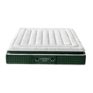 Ensemble matelas Emeraude & sommier déco| 33 cm | Mémoire de forme, gel et ressorts ensachés | Cadre à lattes | Simili cuir | Gris