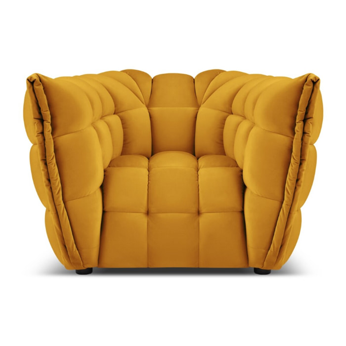 Fauteuil "Cedric" en velours jaune