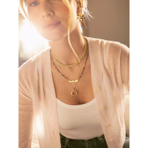 Collar Mamá Heart Tourmaline Acero Baño Oro