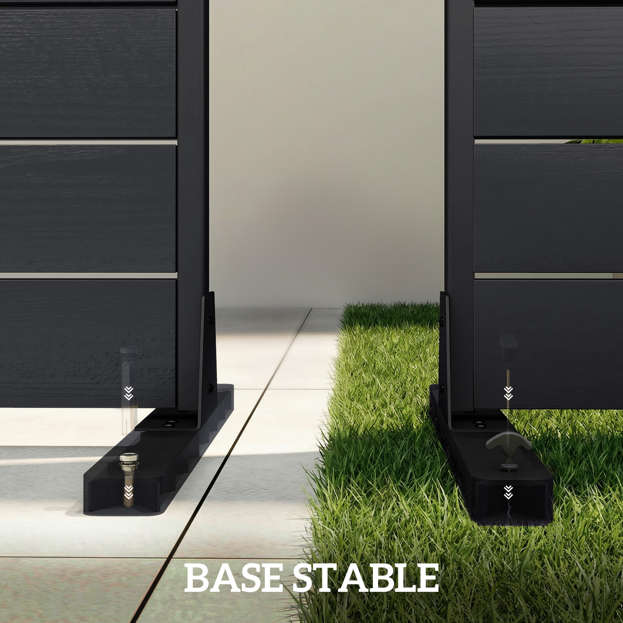 Panneau brise-vue de jardin à lames HDPE effet bois gris autoportant