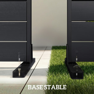 Panneau brise-vue de jardin à lames HDPE effet bois gris autoportant