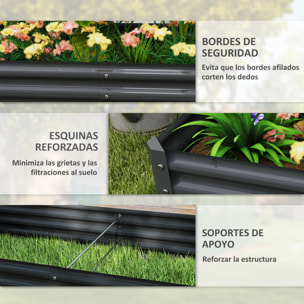 Jardinera Elevada de Acero Galvanizado Huerto Urbano para Cultivar Plantas Flores Hierba Macetero Grande Exterior Rectangular con Fondo Abierto 180x90x30 cm Gris Oscuro