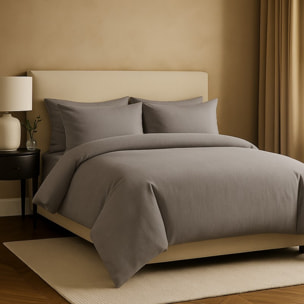 Parure de lit unie - taie 50x70 cm | 100 % polyester | Gris perle | Douce et respirante