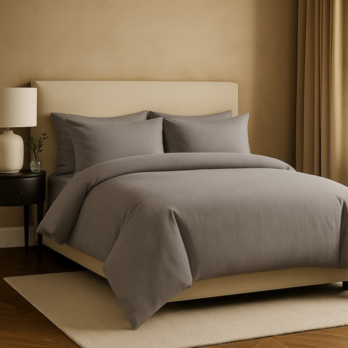 Parure de lit unie - taie 50x70 cm | 100 % polyester | Gris perle | Douce et respirante