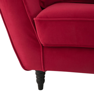 Canapé 3 pl ALBA 238 cm velours Rouge - 100% déhoussable - Fab. France