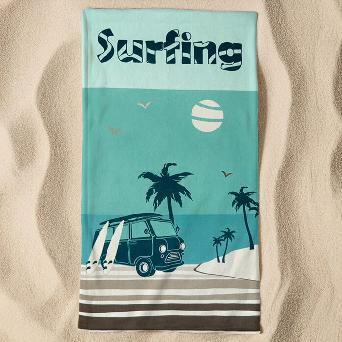 Serviette de plage microfibre Bleu 90x170 220g/m² - Surfango