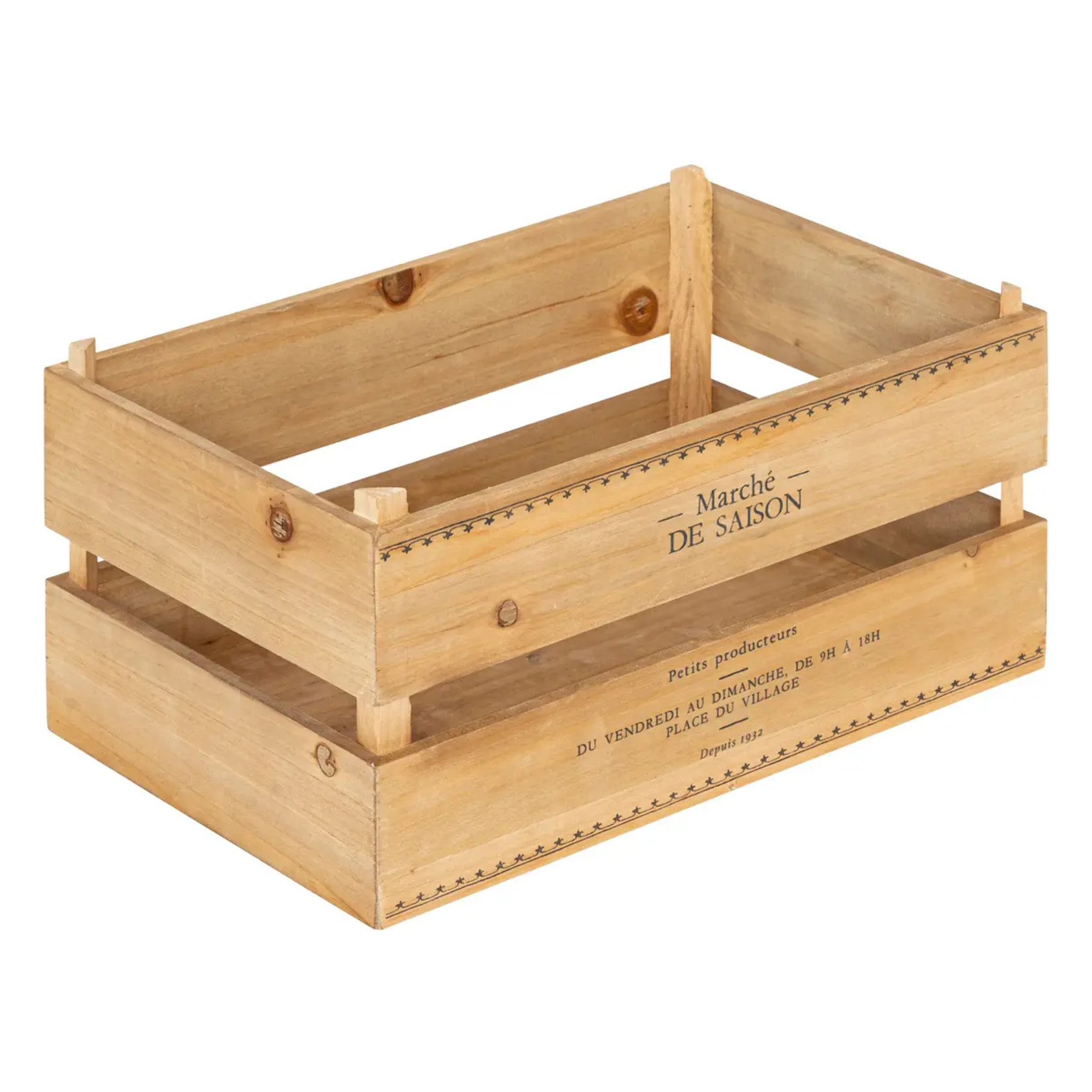 Lot de 2 cagettes Little cottage bois L30/35cm